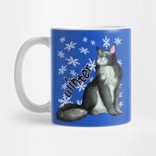 Black and white cat for Winter Mug